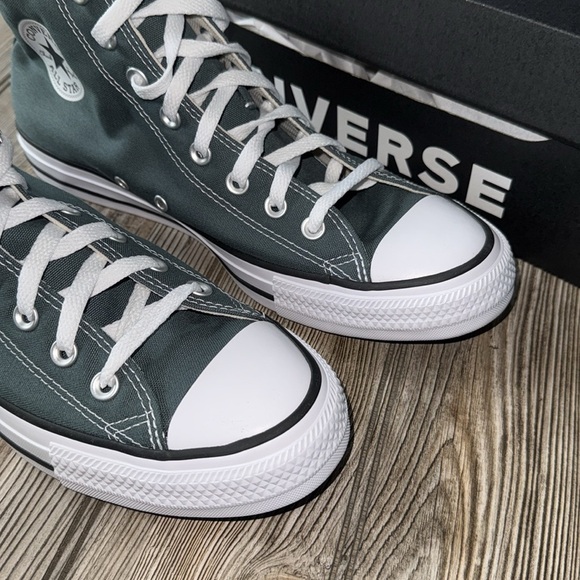 Converse High Tops sneakers green White 9.5 men’s 11.5 woman’s true nature NEW - Picture 4 of 6